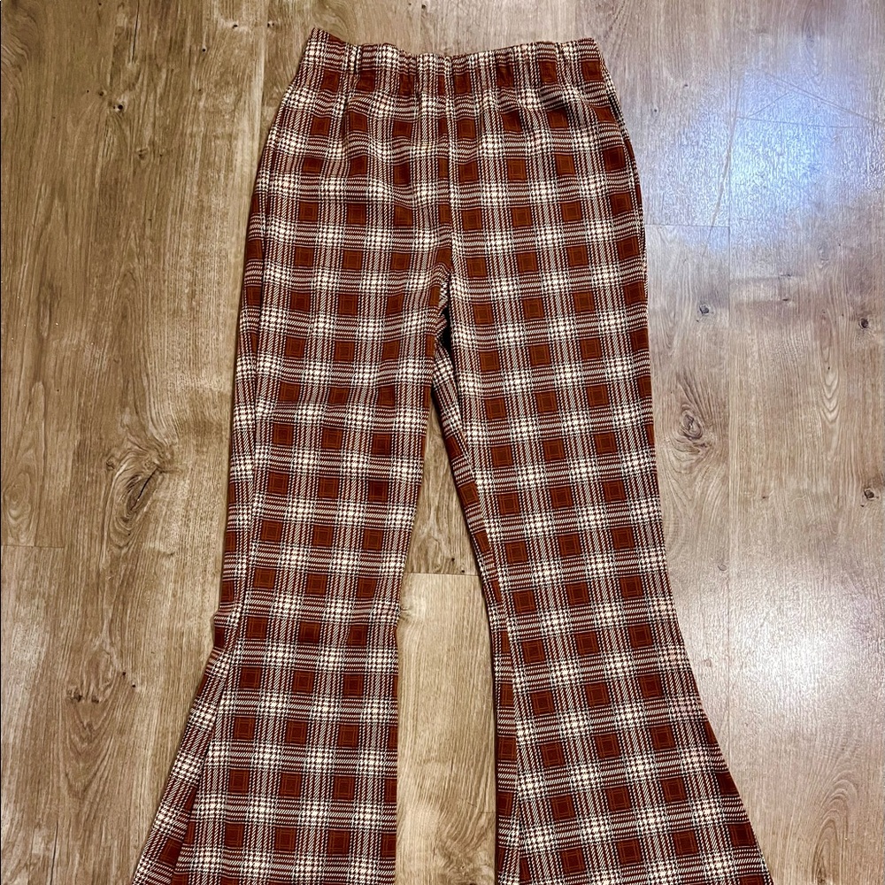 Flared plaid pants